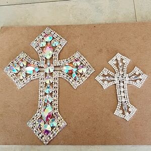 Crystal AB cross appliques